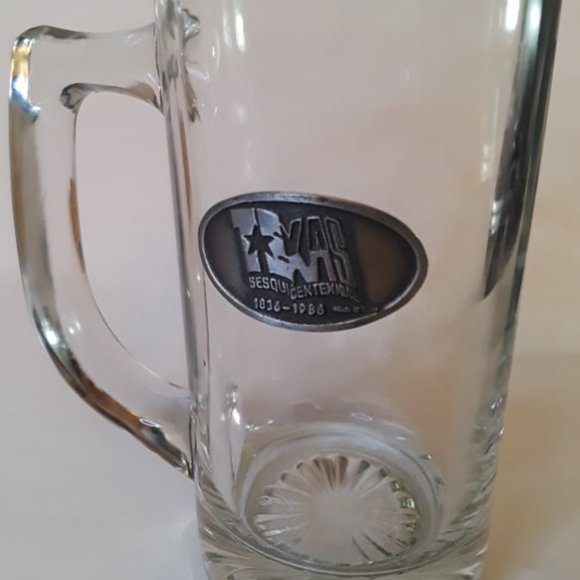 TEXAS SESQUICENTENNIAL MUG WITH PEWTER STAMPED LOGO - HOLDS 12 OUNCES 1836-1986 - Picture 1 of 4